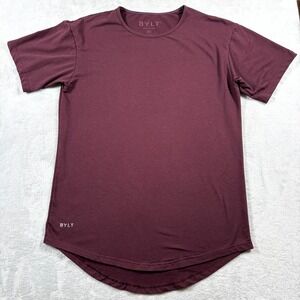 BYLT Basics Drop Cut Tee Shirt Mens XL Maroon‎ Logo Slim fit Wrinkle Resistant